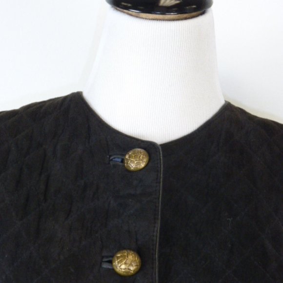 CAROLINE MOORE channel quilted lamb leather SUEDE JACKET blazer cropped vintage - Picture 2 of 7